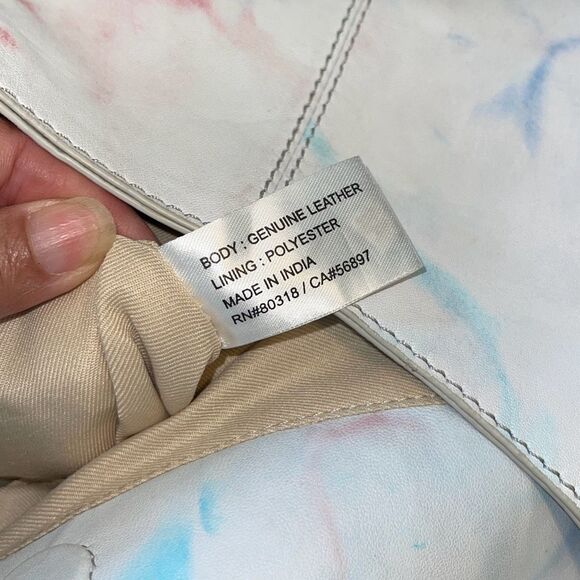 Lucky Brand Womens Leather Tie Dye Purse Tote Shoulder Bag White Pink Large NWOT - Picture 8 of 9